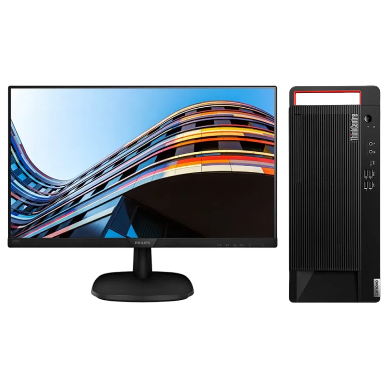 联想Lenovo M930t 台式机电脑租赁（i5-10400/16G/1T SSD/GT1030 2G独显/飞利浦显示器 243S7QDSBF 24英寸）
